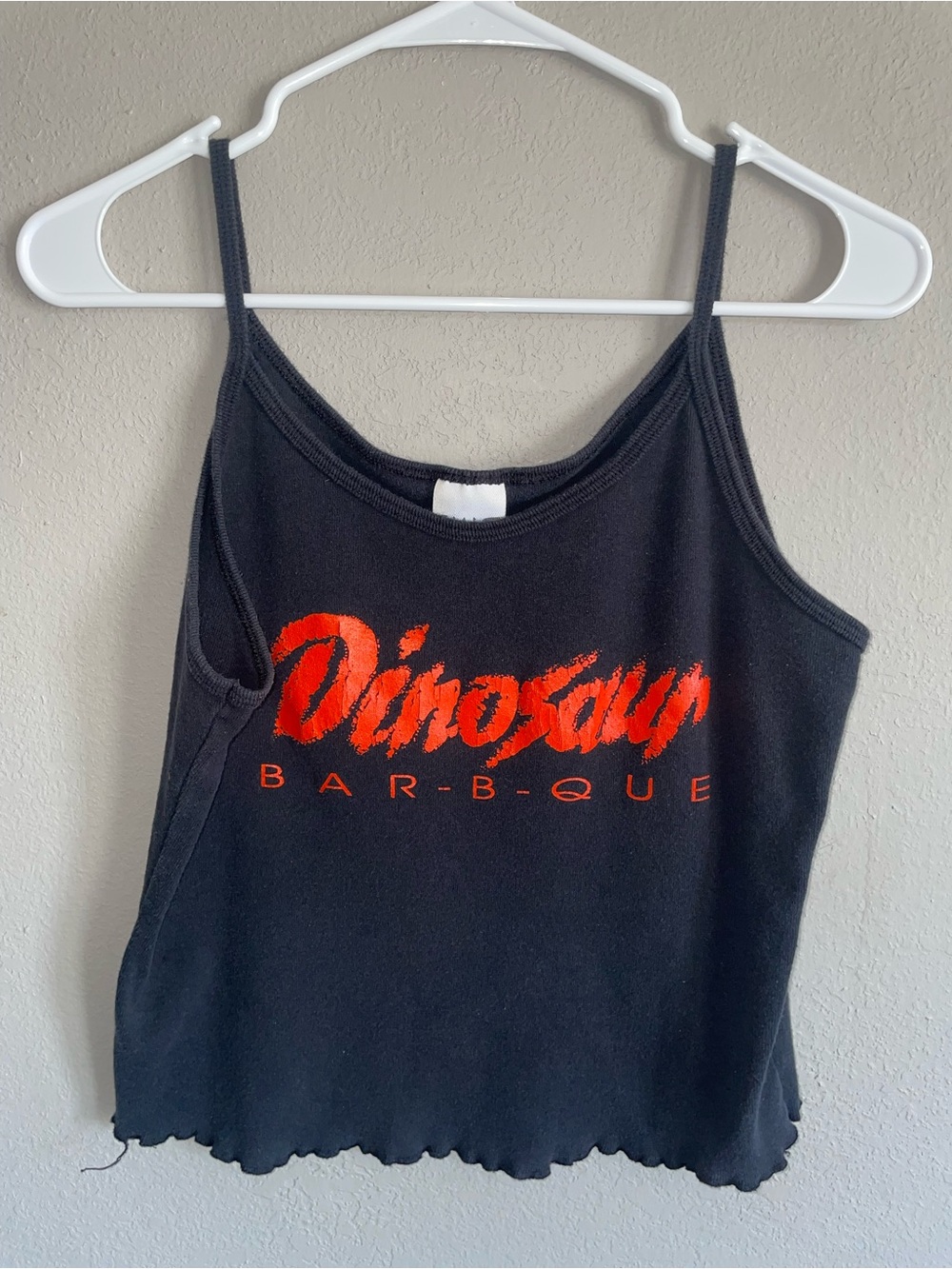 Vintage Black Graphic Cami Tank Top Dinosaur BBQ New York Large